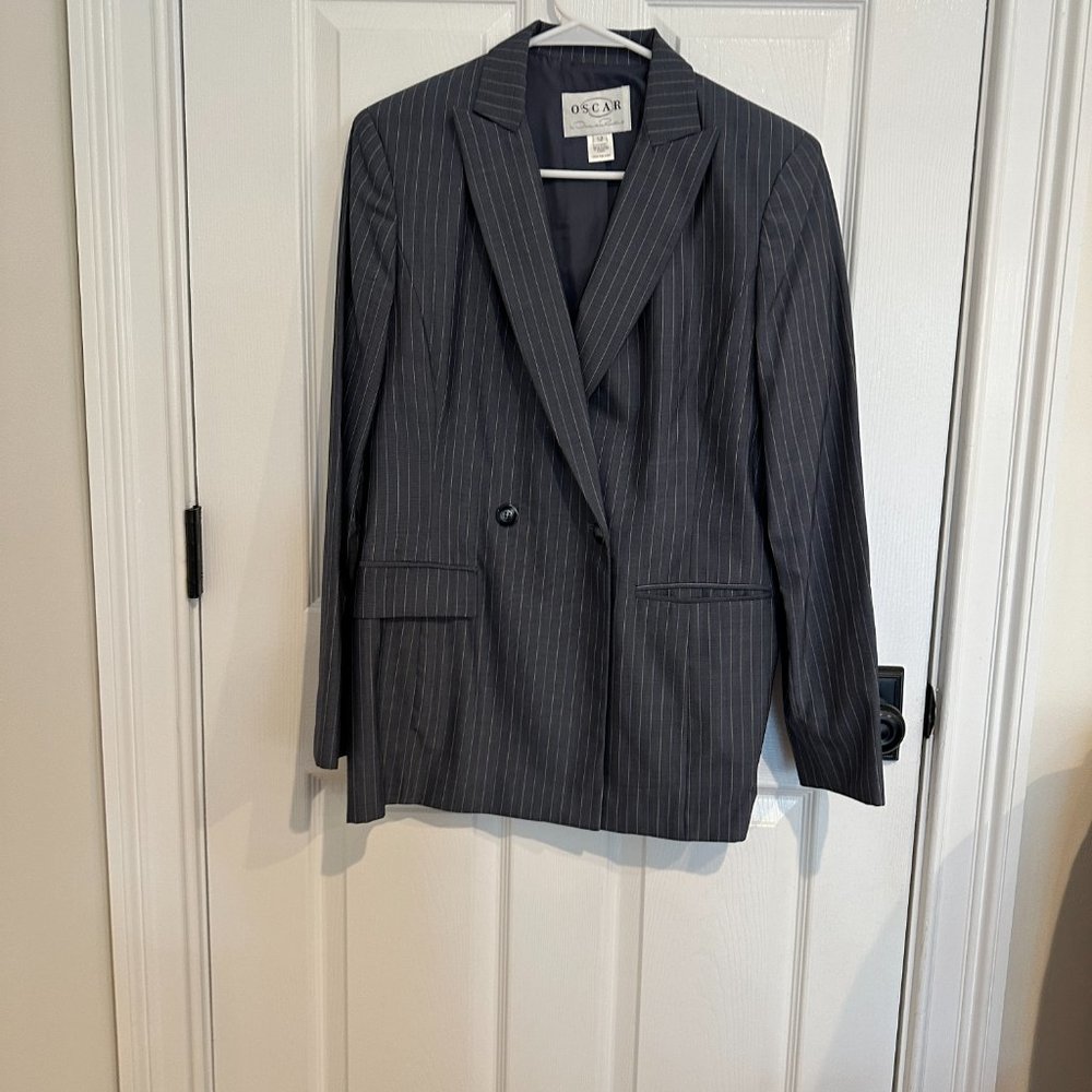 Vintage Oscar de la Renta pinstripe Suit Jacket Blazer Women's SIZE 12